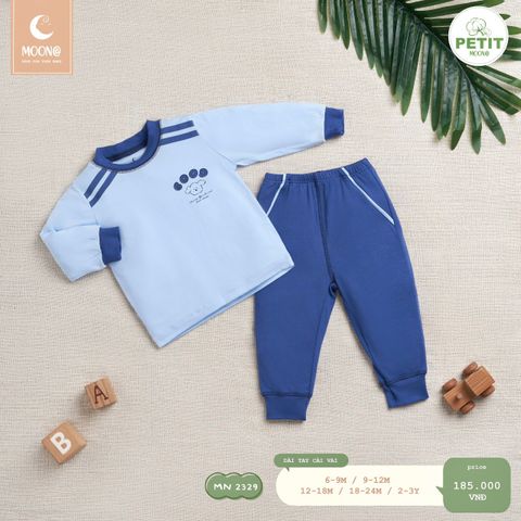 Bộ dài tay Moona cài vai - Xanh nhạt - 12-18m