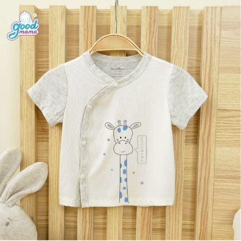 Áo cộc tay Goodmama cài lệch - Thỏ hồng - 0-3m