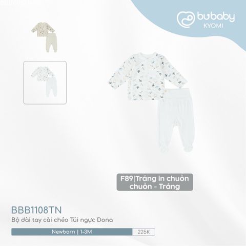 Bộ dài tay Bộ dài tay cài chéo Túi ngực Dona 1108TN Bubaby