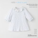 Váy dài tay màu trắng in họa tiết cổ bèo Nous