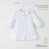 Váy dài tay màu trắng in họa tiết cổ bèo Nous