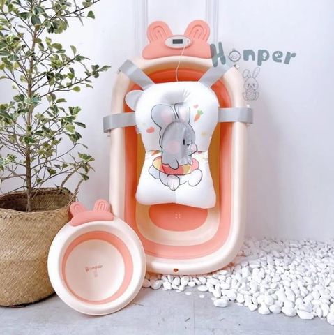 Chậu tắm Honper gấp gọn kèm phao có nhiệt kế