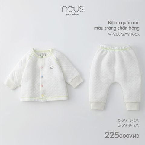 Bộ áo quần dài màu trắng chần bông Nous