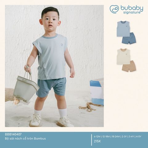 Bộ sát nách cổ tròn Bambus Bubaby BBB140407.03YL34