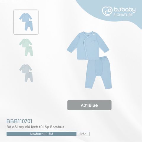 Bộ dài tay cài lệch túi ốp Bambus Bubaby BBB110701.0NBA01