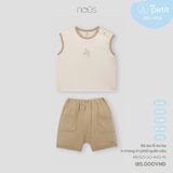 Bộ ba lỗ áo be in trang trí phối quần nâu Nous NB3S25-SC1-M02-PE-6M