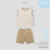 Bộ ba lỗ áo be in trang trí phối quần nâu Nous NB3S25-SC1-M02-PE-6M