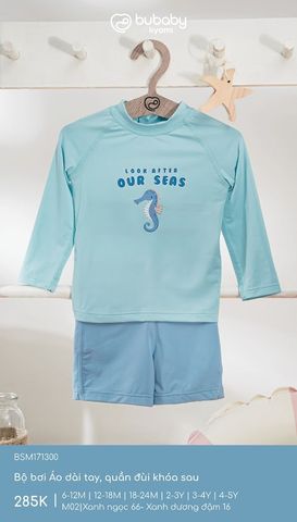 Bộ bơi Áo dài tay, quần đùi khóa sau Bubaby BSM171300.03YL99