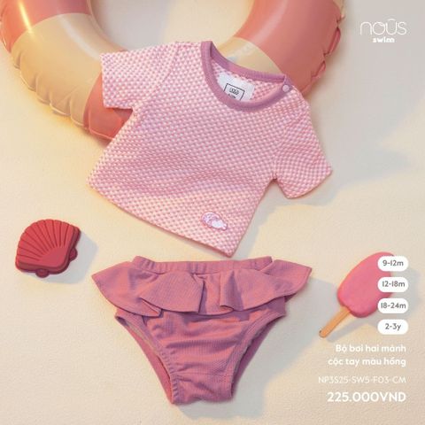 Bộ bơi hai mảnh cộc tay màu hồng Nous NP3S25-SW5-F03-CM-9M