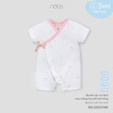 Bộ liền cộc vạt lệch màu trắng họa tiết thỏ hồng Nous NB2S25-OP1-F02-OW-0M
