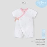 Bộ liền cộc vạt lệch màu trắng họa tiết thỏ hồng Nous NB2S25-OP1-F02-OW-0M