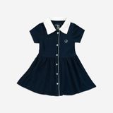 Váy ngắn tay cổ Polo cúc giữa Ponie Bubaby