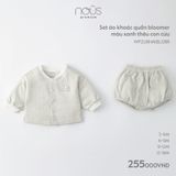 Set áo khoác quần bloomer màu xanh thêu con cừu Nous