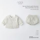 Set áo khoác quần bloomer màu xanh thêu con cừu Nous