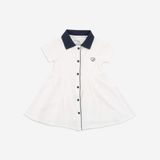 Váy ngắn tay cổ Polo cúc giữa Ponie Bubaby
