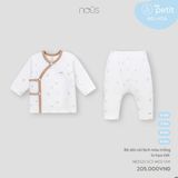 Bộ dài cài lệch màu trắng in họa tiết Nous NB2S25-SC3-M02-OW-0M