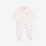 Promo Body dài tay cài giữa Bambus Signature Bubaby - Trắng in bubaby hồng B79 - 0-3m