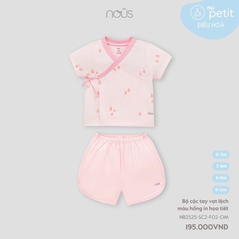 Bộ cộc tay vạt lệch màu hồng in họa tiết Nous NB2S25-SC2-F02-OM-0M