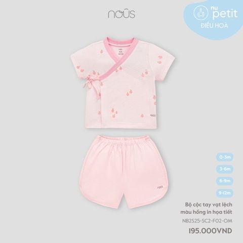 Bộ cộc tay vạt lệch màu hồng in họa tiết Nous NB2S25-SC2-F02-OM-0M