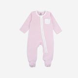 Promo Body dài tay khóa giữa Bamco Bubaby - Kẻ hồng A86 - 6-9m