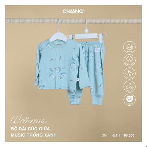 Bộ dài tay cúc giữa Chaang Music - Nốt nhạc cam - 3-6m