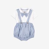 Set quần yếm kèm áo ngắn tay bé trai + nơ cổ Bubaby