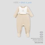 Bộ liền dài có tất màu nâu phối yếm vuông trắng Nous