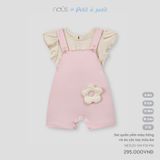Set quần yếm màu hồng và áo cộc tay màu be Nous NE3S25-SH1-F01-PM-6M
