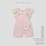 Set quần yếm màu hồng và áo cộc tay màu be Nous NE3S25-SH1-F01-PM-6M