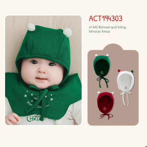 Mũ Bonnet quả bông Miracle Xmas Bubaby ACT194303.M12A49