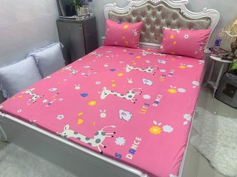 Ga chống thấm cotton Ú Òa Cotton cao cấp - Hươu cao cổ xanh - 1m8*2m