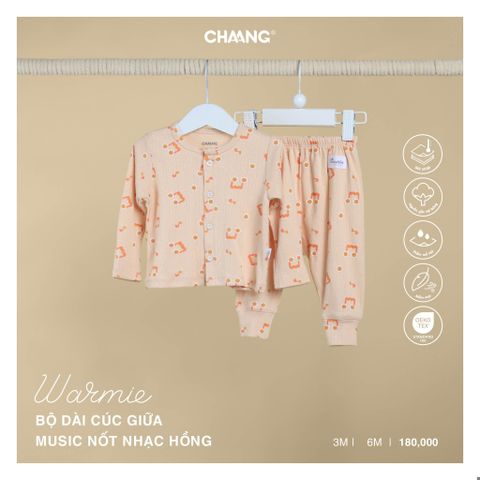 Bộ dài tay cúc giữa Chaang Music - Nốt nhạc cam - 3-6m