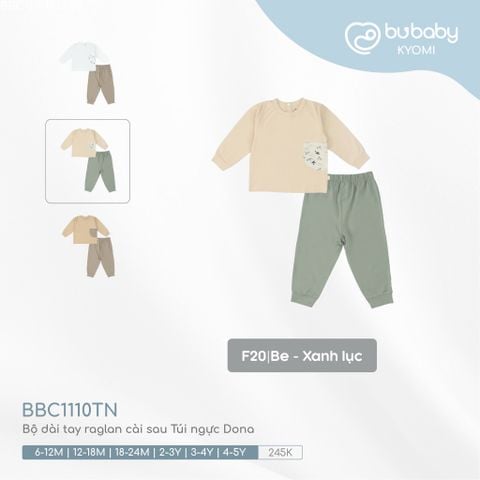 Bộ dài tay raglan cài sau Túi ngực Dona 1110TN Bubaby