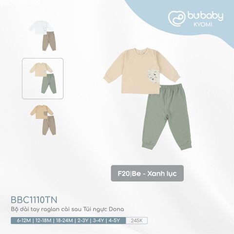 Bộ dài tay raglan cài sau Túi ngực Dona 1110TN Bubaby