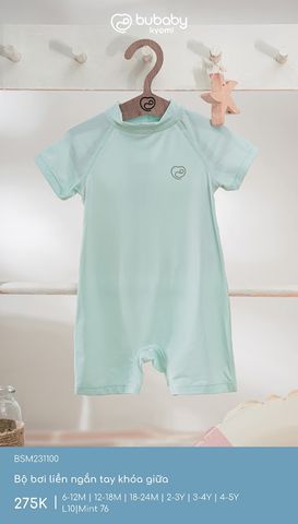 Bộ bơi liền ngắn tay khóa giữa Bubaby BSM231100.03YL15