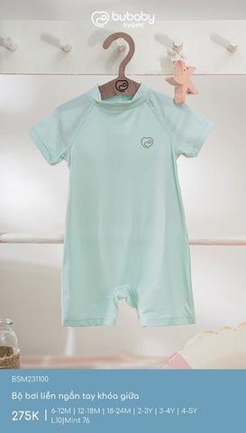 Bộ bơi liền ngắn tay khóa giữa Bubaby BSM231100.03YL15