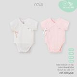 Set 2 bodysuit cộc tay màu trắng và hồng Nous NB2S25-TB2-U06-MW-0M