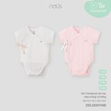 Set 2 bodysuit cộc tay màu trắng và hồng Nous NB2S25-TB2-U06-MW-0M