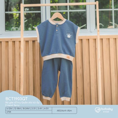 Bộ gile cổ trụ Quần dài túi ốp Friend Terry Bubaby