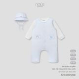 Set quần áo yếm kèm mũ rộng vành màu xanh Nous