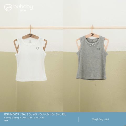 Set 2 áo sát nách cổ tròn Siro Rib Bubaby BSR340403.03Y35A