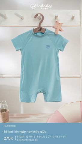 Bộ bơi liền ngắn tay khóa giữa Bubaby BSM231100.03YL15