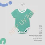 Bodysuit cộc tay cài vai màu xanh cổ vịt phối trắng Nous NL2S25-TB2-M03-PB-0M