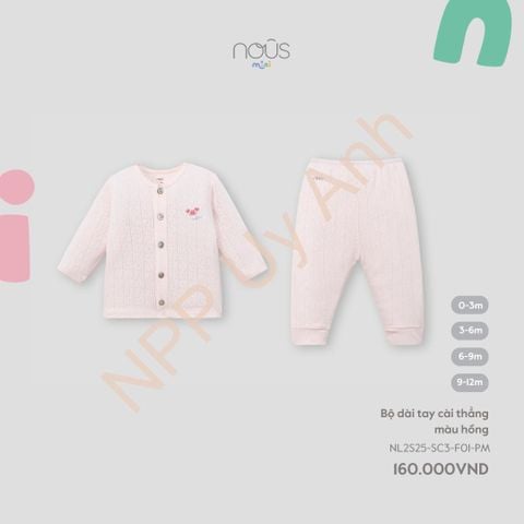 Bộ dài tay cài thẳng màu hồng Nous NL2S25-SC3-F01-PM-0M