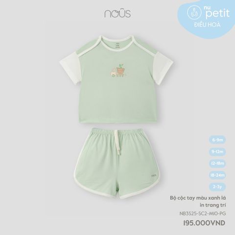 Bộ cộc tay màu xanh lá in trang trí Nous NB3S25-SC2-M10-PG-6M