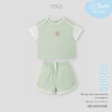 Bộ cộc tay màu xanh lá in trang trí Nous NB3S25-SC2-M10-PG-6M