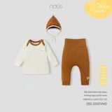 Bộ dài kèm mũ màu trắng ngà phối cam Nous