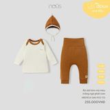 Bộ dài kèm mũ màu trắng ngà phối cam Nous