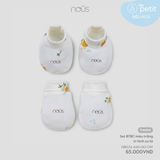 Set bao tay, bao chân màu trắng in hình sư tử Nous