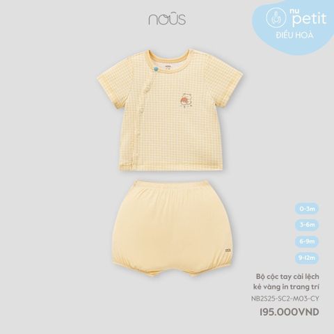 Bộ cộc tay cài lệch kẻ vàng in trang trí Nous NB2S25-SC2-M03-CY-0M
